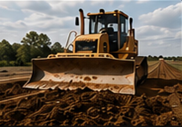 Bulldozer grading soil
